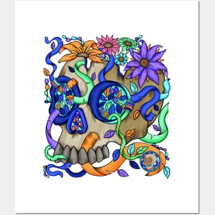 Skull Natures Color Garden - Dia De Los Muerto - Nature Lover Posters and Art